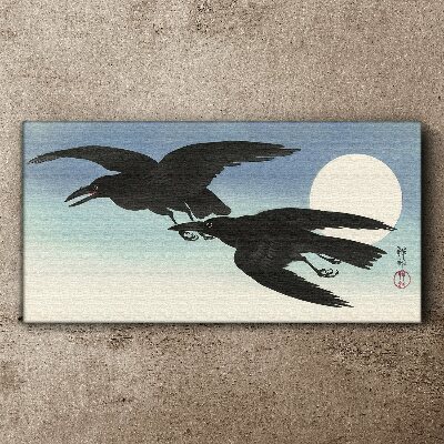 Tableau toile imprimée Corbeaux noirs en vol