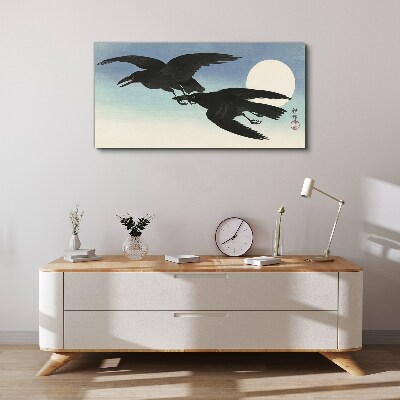 Tableau toile imprimée Corbeaux noirs en vol