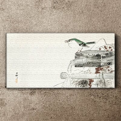 Tableau sur toile Un oiseau sur fond de paysage japonais