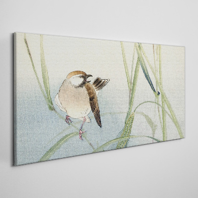 Tableau sur toile Une mésange contre l'herbe