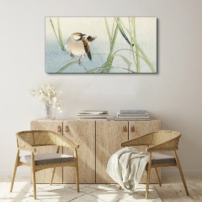 Tableau sur toile Une mésange contre l'herbe