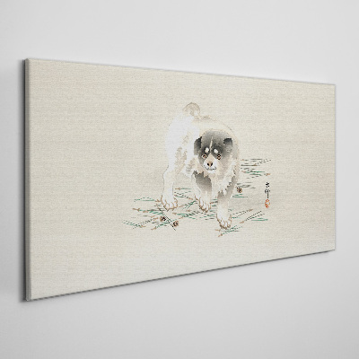 Tableau imprimé sur toile Un chien contre l'herbe