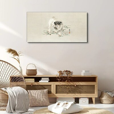 Tableau imprimé sur toile Un chien contre l'herbe