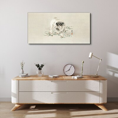 Tableau imprimé sur toile Un chien contre l'herbe