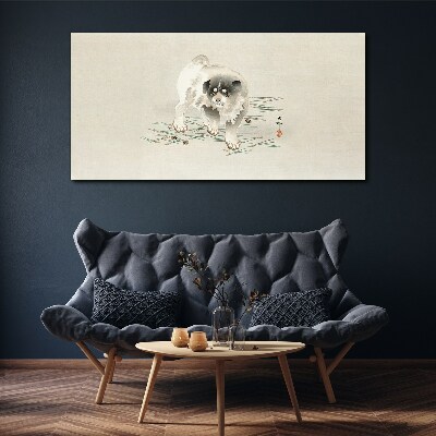 Tableau imprimé sur toile Un chien contre l'herbe