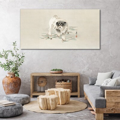 Tableau imprimé sur toile Un chien contre l'herbe