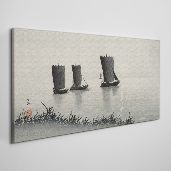 Tableau sur toile Un port tranquille aux tons gris