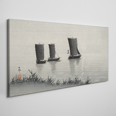 Tableau sur toile Un port tranquille aux tons gris