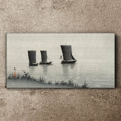 Tableau sur toile Un port tranquille aux tons gris