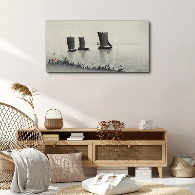 Tableau sur toile Un port tranquille aux tons gris