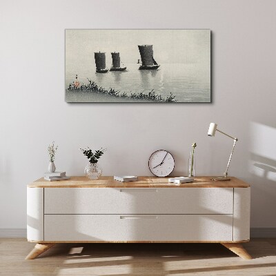 Tableau sur toile Un port tranquille aux tons gris