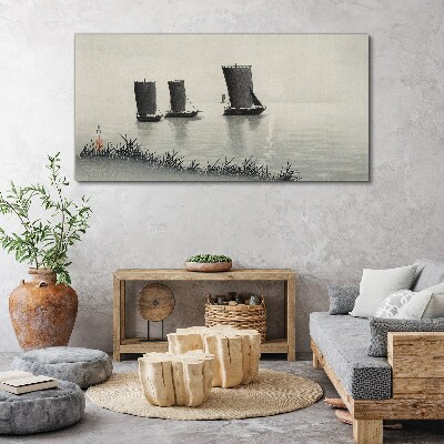 Tableau sur toile Un port tranquille aux tons gris