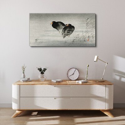 Tableau toile imprimée Deux canards sur une eau calme