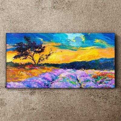 Tableau imprimé sur toile Paysage aux couleurs du coucher de soleil