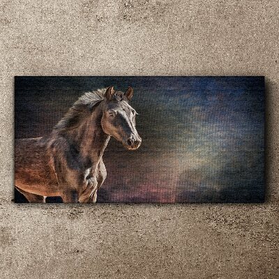 Tableau toile imprimée Portrait d'un cheval sur un fond abstrait