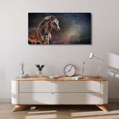 Tableau toile imprimée Portrait d'un cheval sur un fond abstrait
