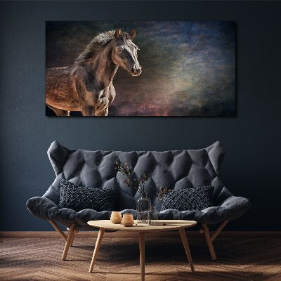 Tableau toile imprimée Portrait d'un cheval sur un fond abstrait
