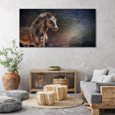 Tableau toile imprimée Portrait d'un cheval sur un fond abstrait