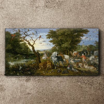 Tableau sur toile Paysage paradisiaque avec faune et flore
