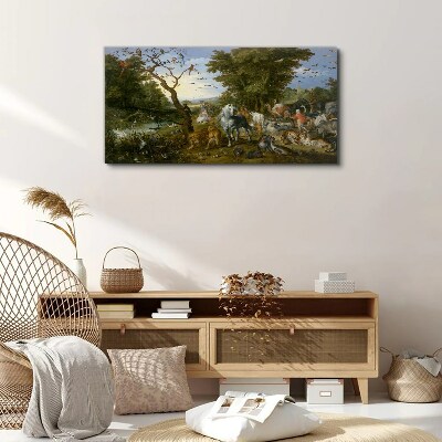 Tableau sur toile Paysage paradisiaque avec faune et flore