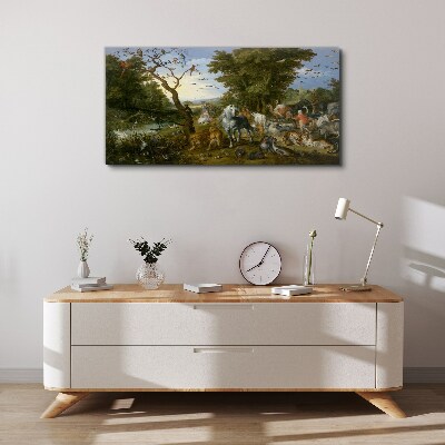 Tableau sur toile Paysage paradisiaque avec faune et flore