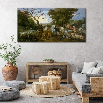 Tableau sur toile Paysage paradisiaque avec faune et flore