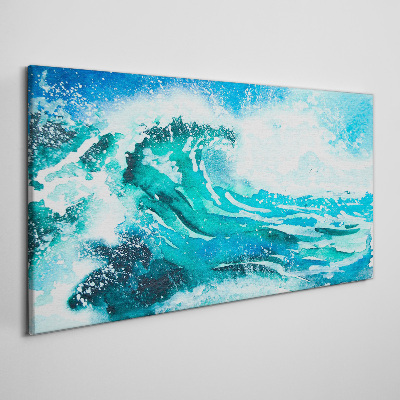 Tableau toile imprimée Une vague aux tons turquoise