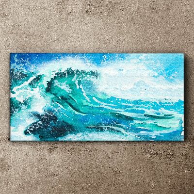 Tableau toile imprimée Une vague aux tons turquoise