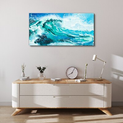 Tableau toile imprimée Une vague aux tons turquoise