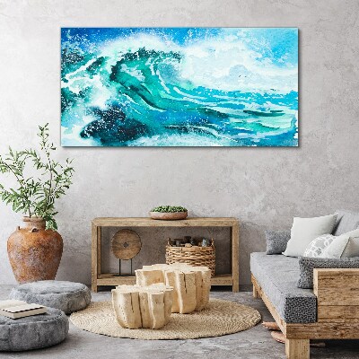 Tableau toile imprimée Une vague aux tons turquoise