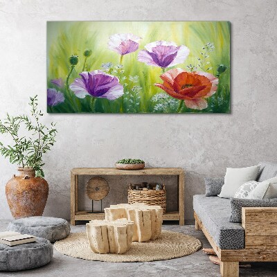 Tableau toile imprimée Un jardin fleuri aux couleurs pastel