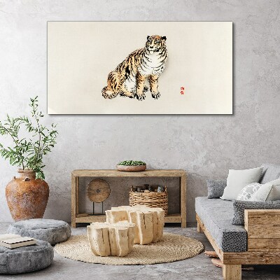Tableau sur toile Un tigre contre un ciel lumineux