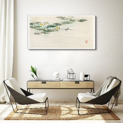 Tableau sur toile Des nénuphars sur une surface d'eau calme