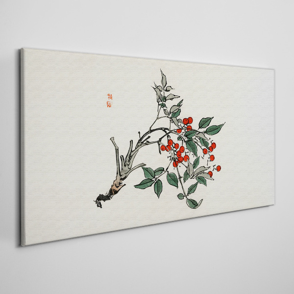 Tableau sur toile Fruit rouge sur une branche