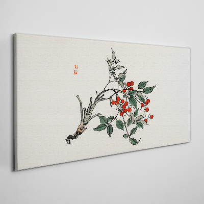 Tableau sur toile Fruit rouge sur une branche