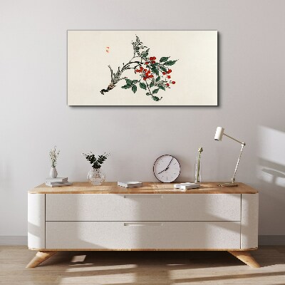 Tableau sur toile Fruit rouge sur une branche