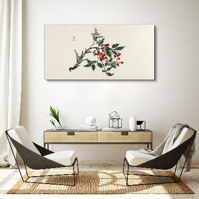 Tableau sur toile Fruit rouge sur une branche