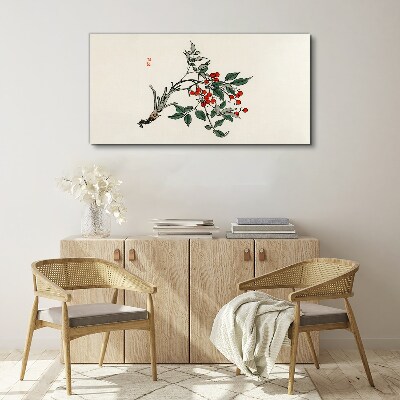 Tableau sur toile Fruit rouge sur une branche