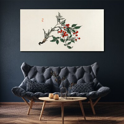 Tableau sur toile Fruit rouge sur une branche