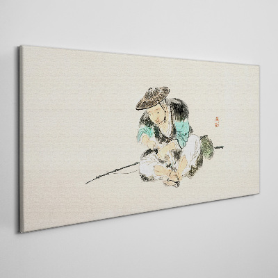 Tableau sur toile Enfance avec un chat