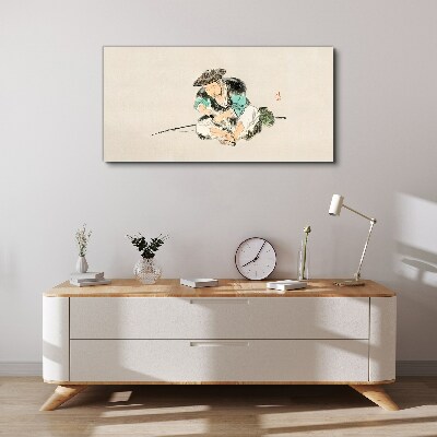 Tableau sur toile Enfance avec un chat