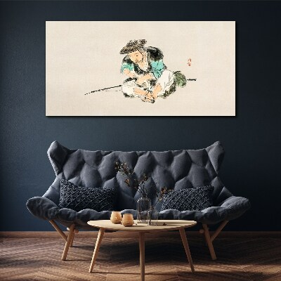 Tableau sur toile Enfance avec un chat