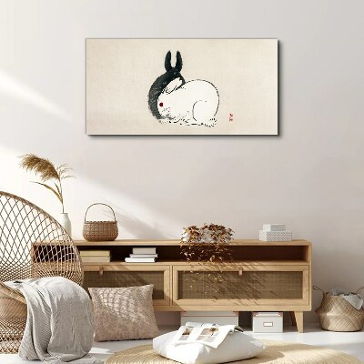 Tableau sur toile Lapin noir et blanc en harmonie