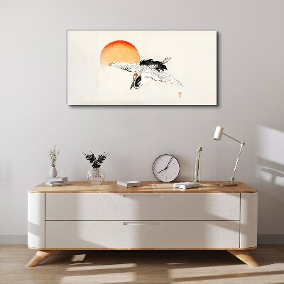 Tableau toile imprimée Aube dorée avec une grue