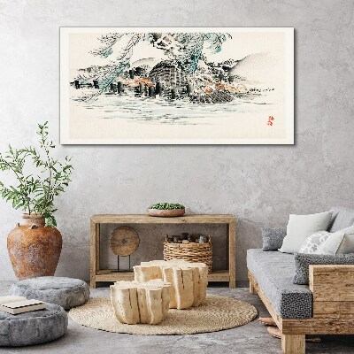 Tableau imprimé sur toile Un paysage paisible avec un lac de montagne