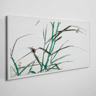 Tableau imprimé sur toile Graminées et insectes en harmonie