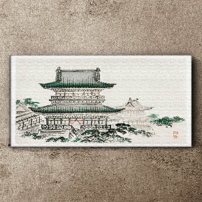 Tableau toile imprimée Paysage traditionnel avec une pagode