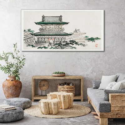 Tableau toile imprimée Paysage traditionnel avec une pagode