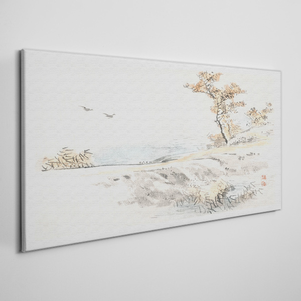 Tableau imprimé sur toile Un paysage paisible au bord de l'eau