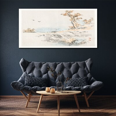 Tableau imprimé sur toile Un paysage paisible au bord de l'eau